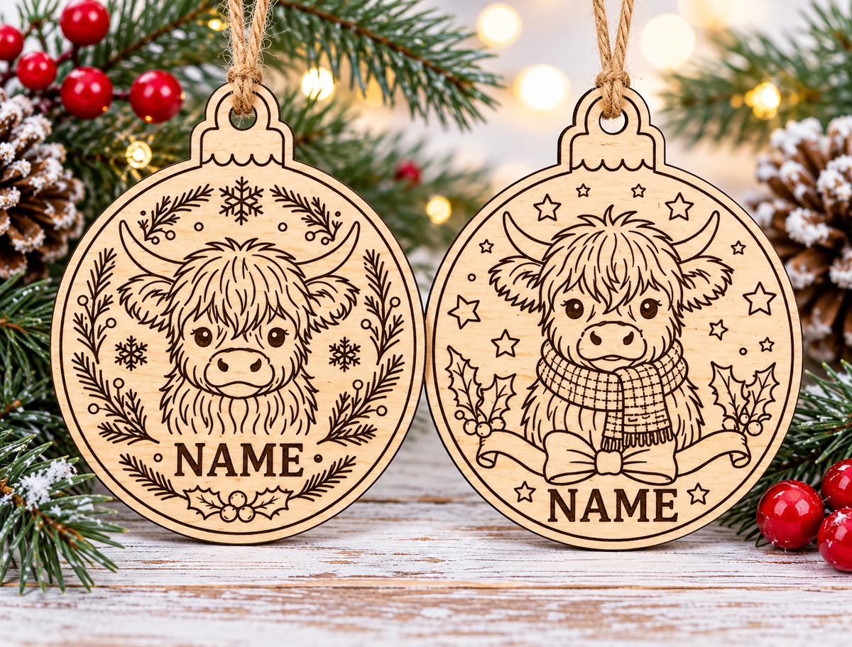 🐮 Personalized Highland Cow Christmas Ornamen