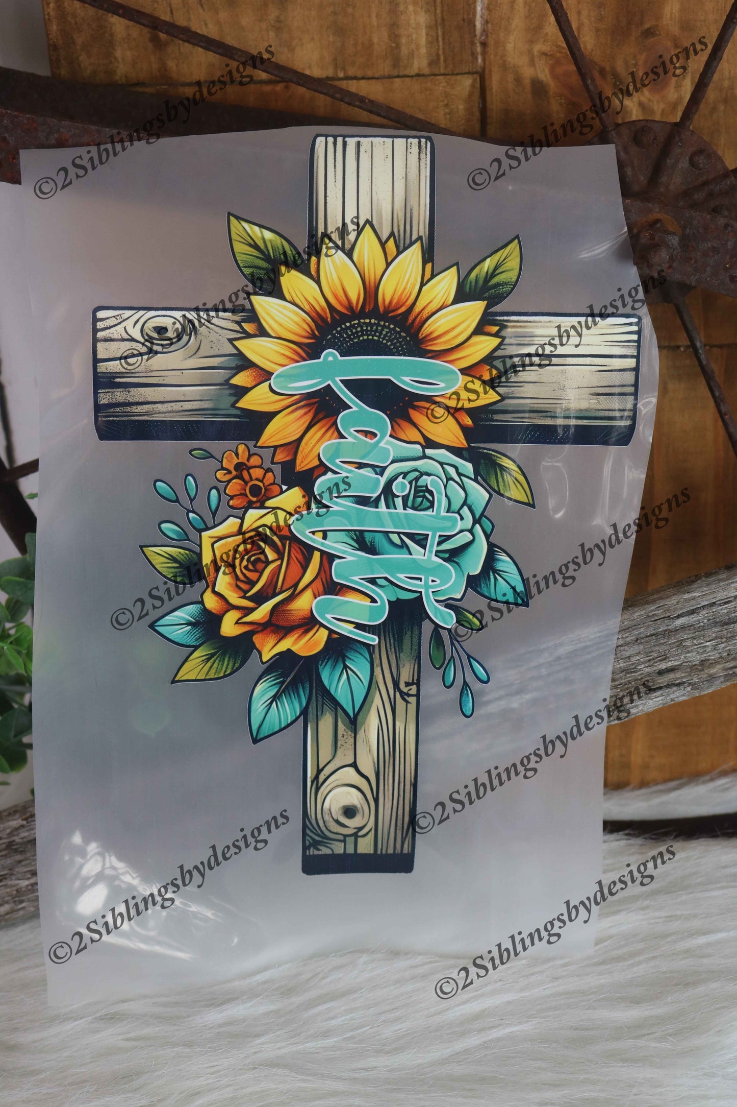 Faith with Sunflowers and Cross DTF