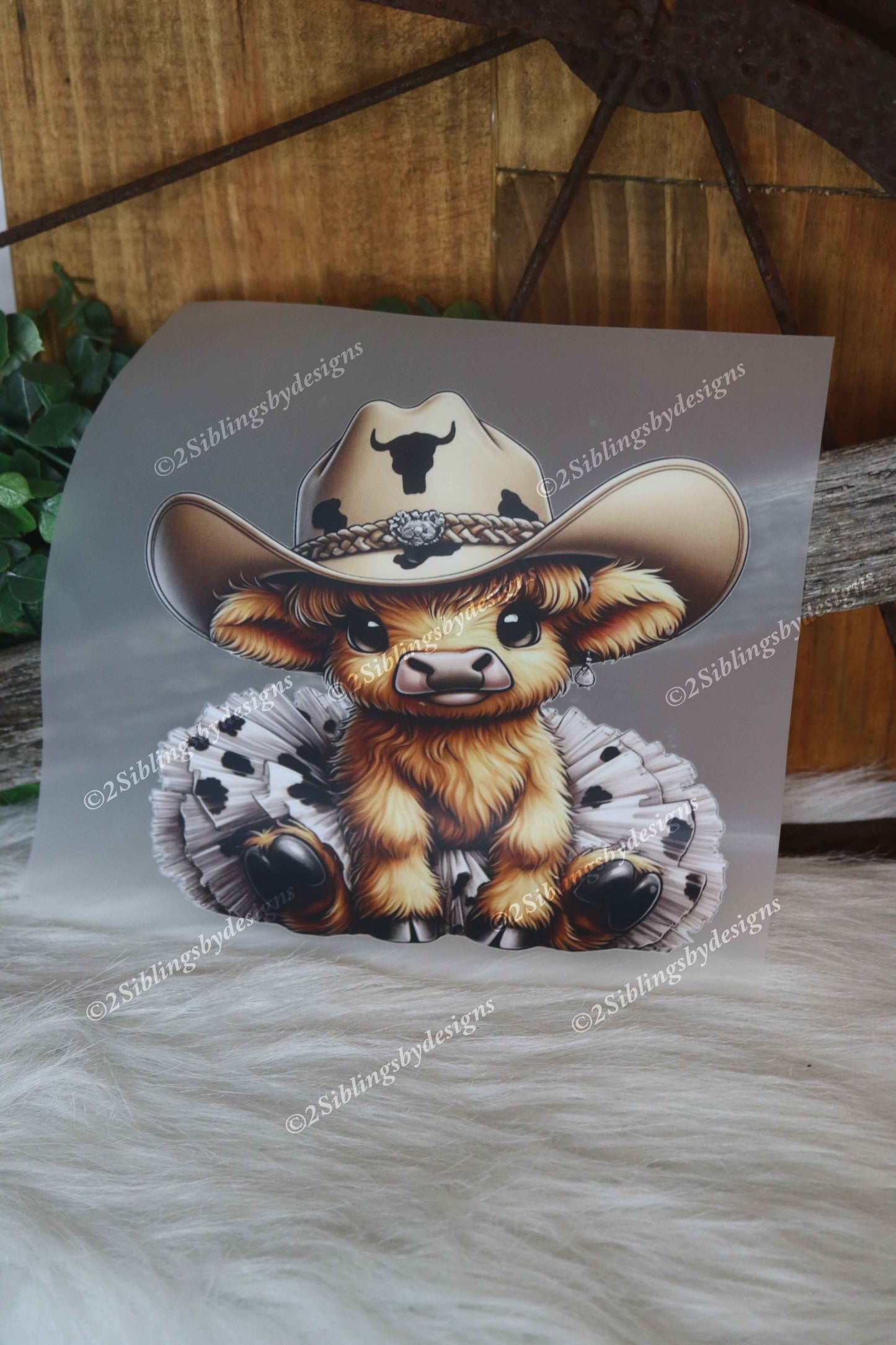 Baby Highland Cow Beige Cow Print Tutu 2