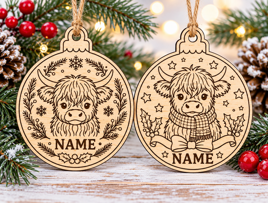 🐮 Personalized Highland Cow Christmas Ornamen