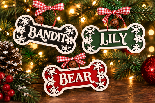 Personalized Dog Bone Christmas Ornament