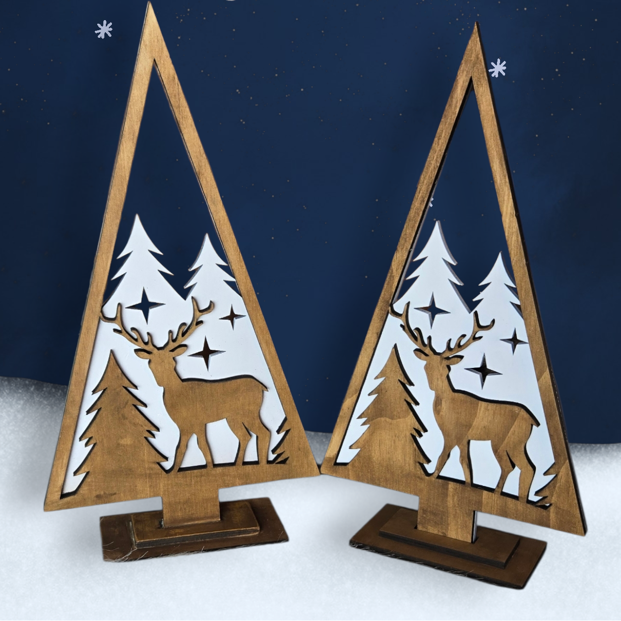 Rustic Deer Christmas Scene