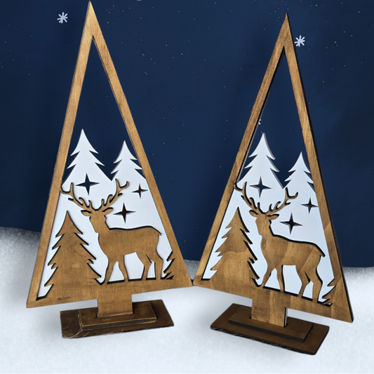 Rustic Deer Christmas Scene